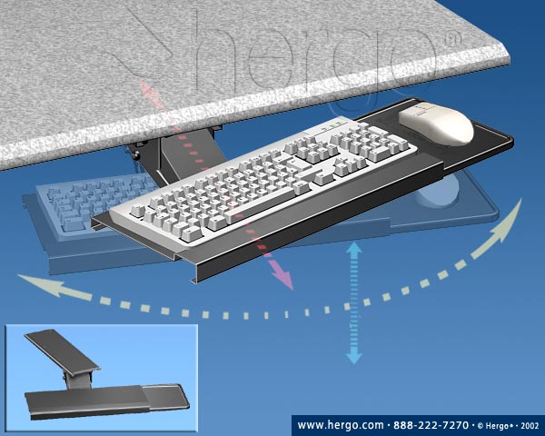 Under Desk Keyboard Tray with Mouse Plate - Hergo Ergonomic 