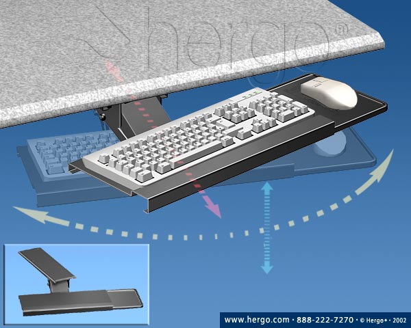 Under Desk Keyboard Tray With Mouse Plate Hergo Ergonomic